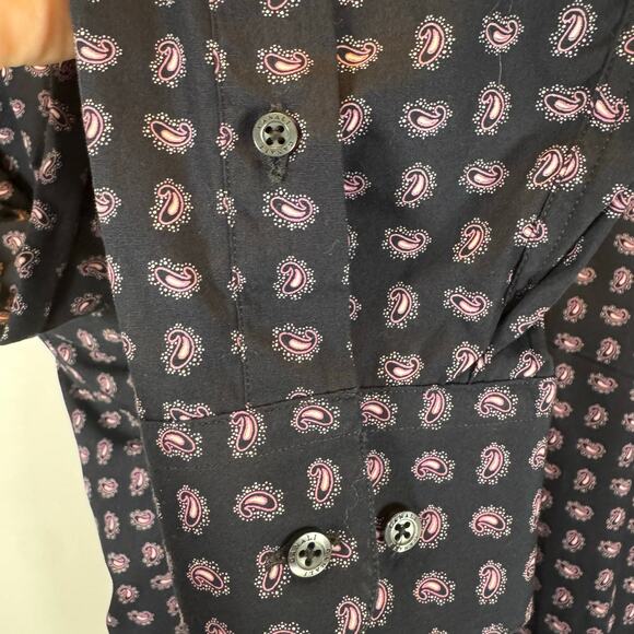 Canali Sportswear Men’s L Paisley Button Down Shirt Navy Pink Cotton Italy Made - Picture 10 of 11